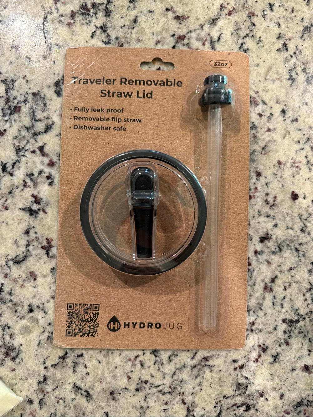 HydroJug Removable Straw Lid Kit - Black & Clear